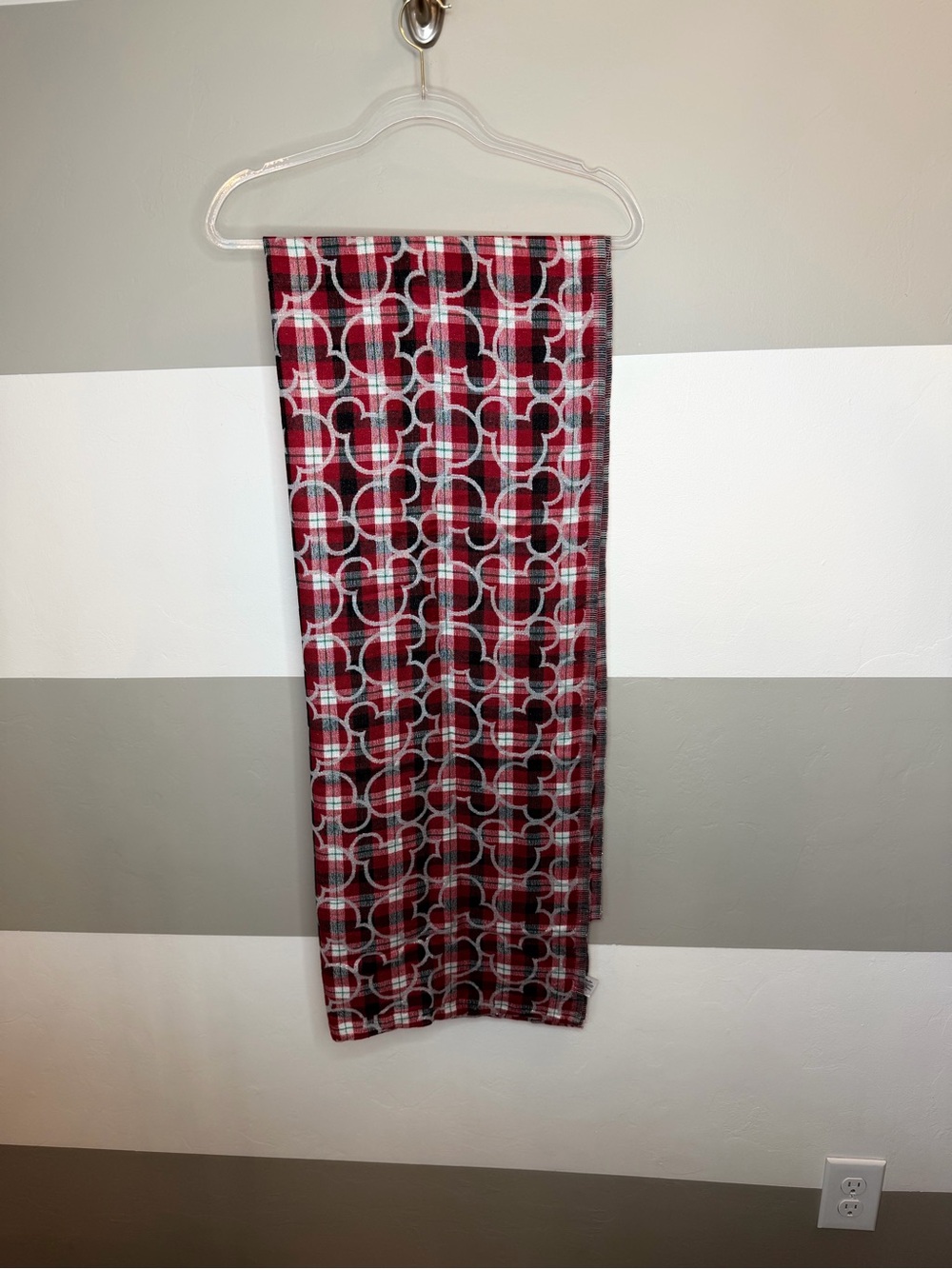 Disney Parks Red Plaid  with Mickey Grid Print scarf